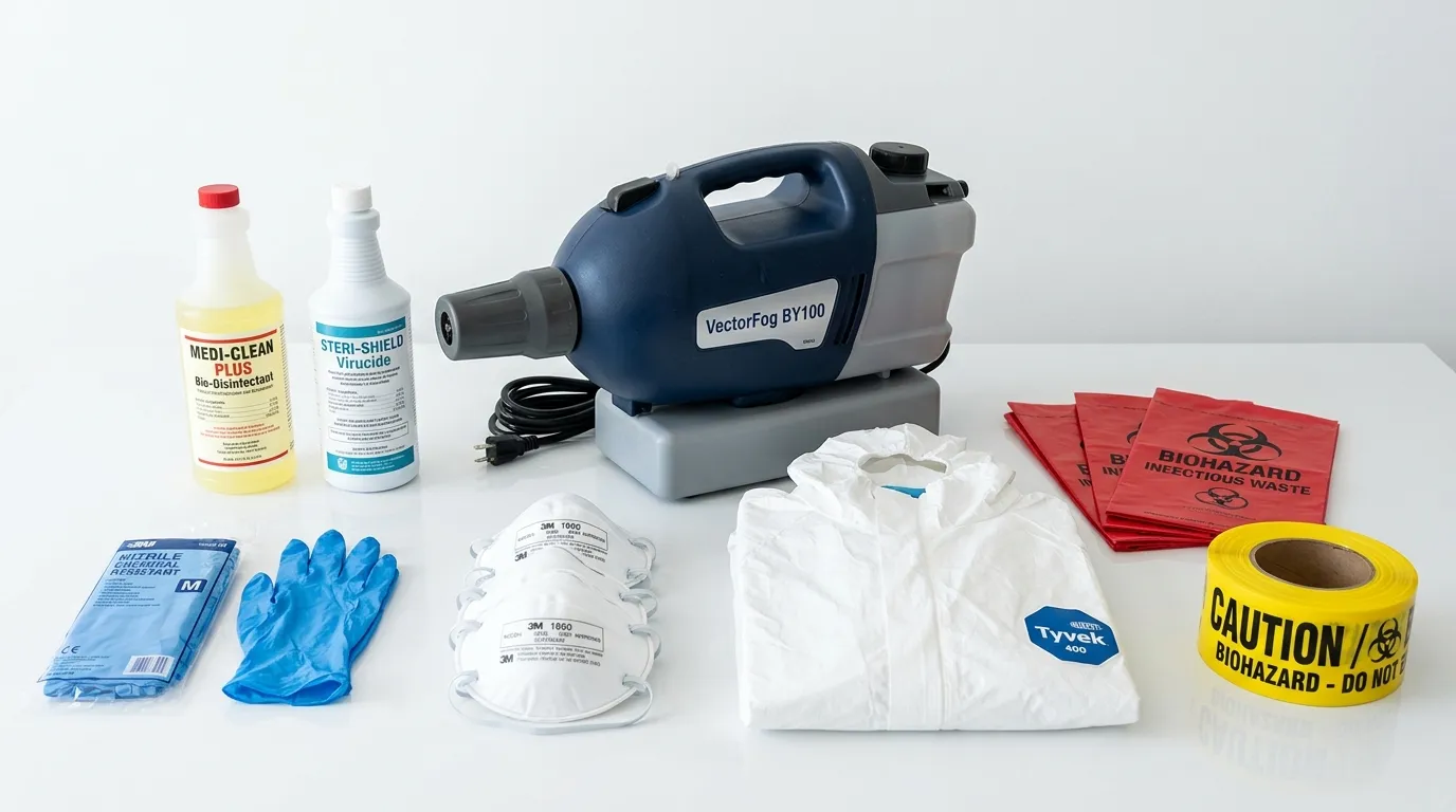 Professional biohazard remediation crew working in Edinburg